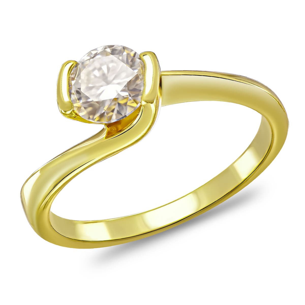 Δαχτυλίδι Moνόπετρο με Moissanite Diamond από Eπιχρυσωμένο Ασήμι DX2730