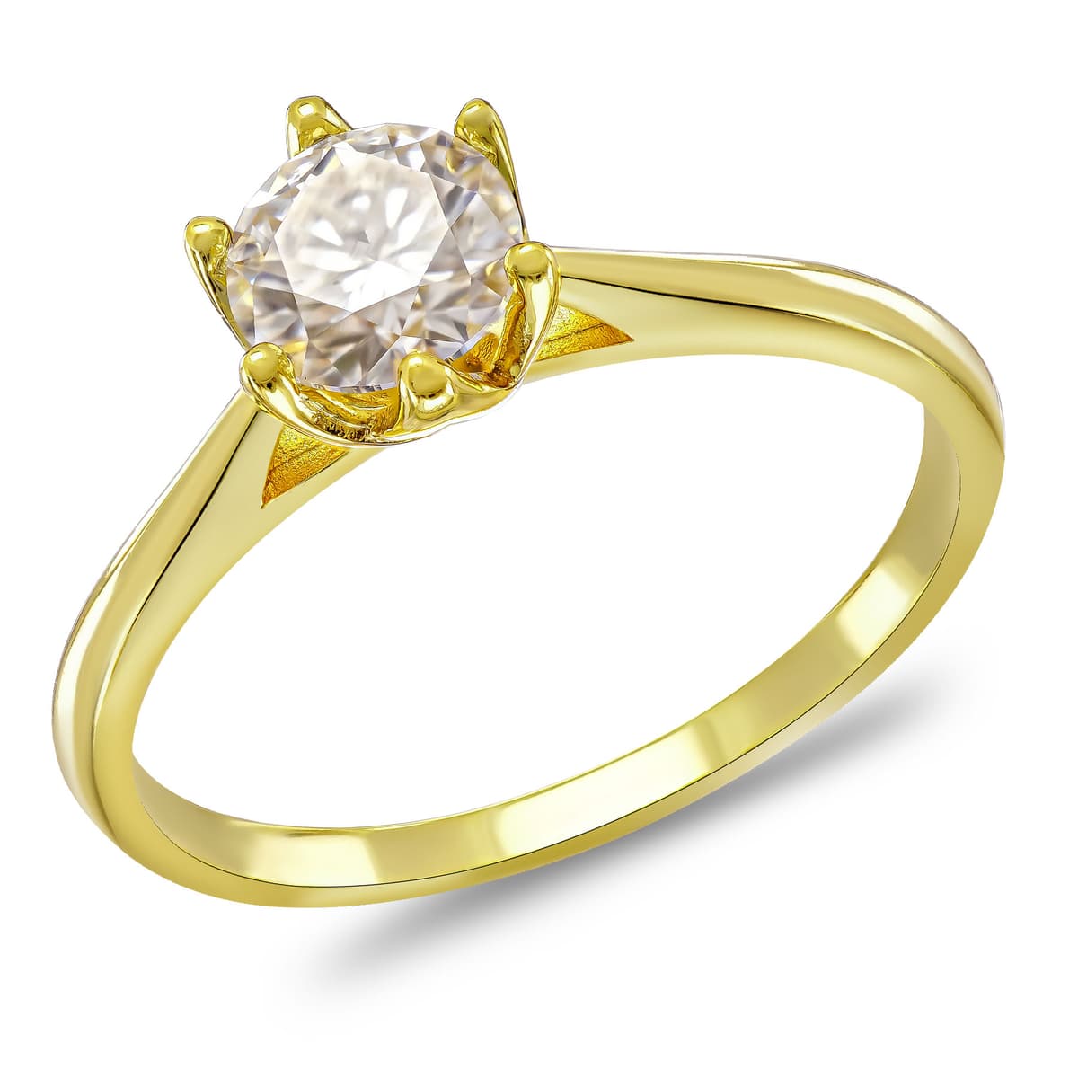 Δαχτυλίδι Moνόπετρο με Moissanite Diamond από Eπιχρυσωμένο Ασήμι DX2728