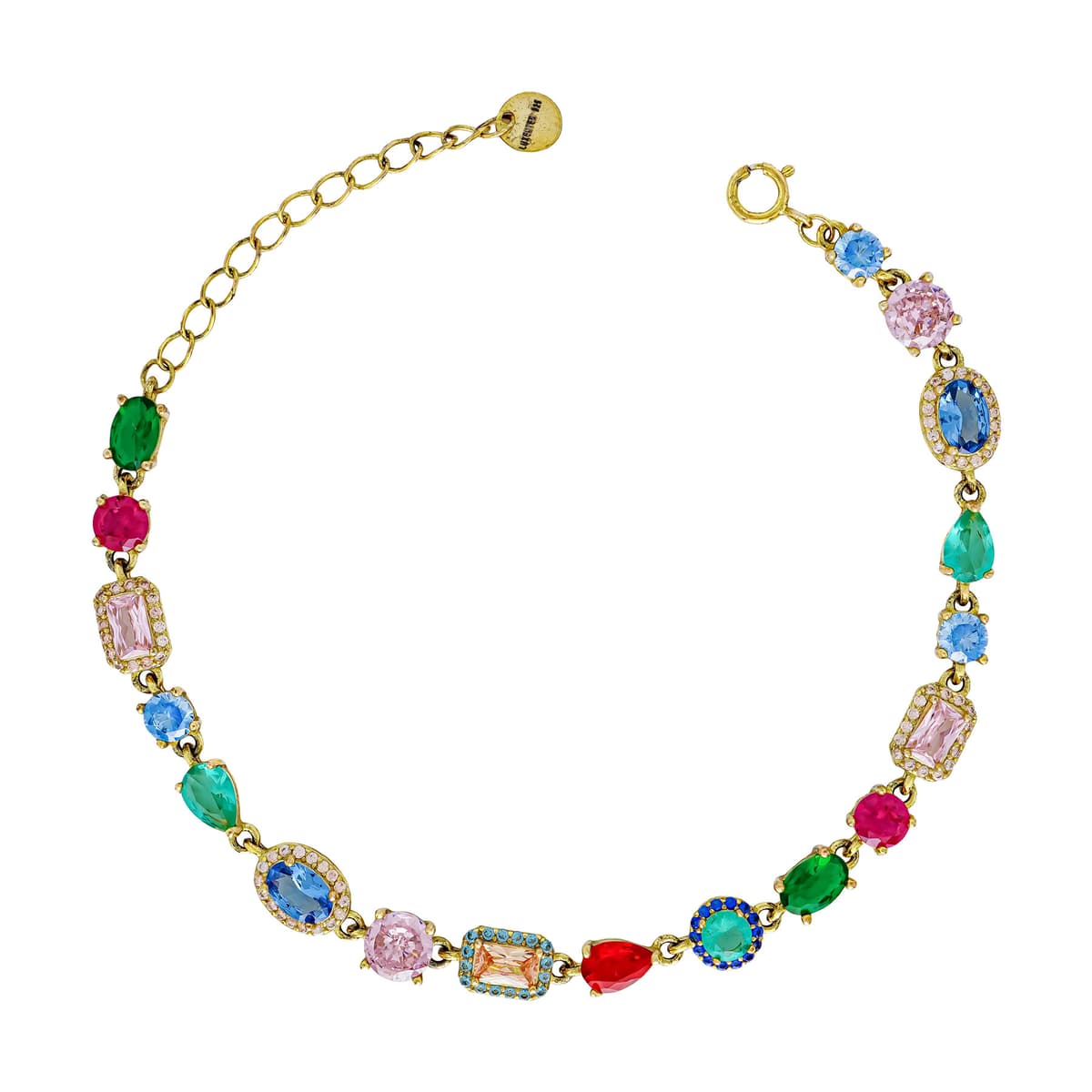 Luxenter Βραχιόλι με Χρωματιστές Πέτρες από Επιχρυσωμένο Ασήμι VR2174