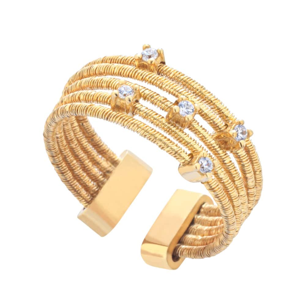 Marcello Pane Γυναικείο Δαχτυλίδι με Πέτρες Από Επιχρυσωμένο Ασήμι ANCE018