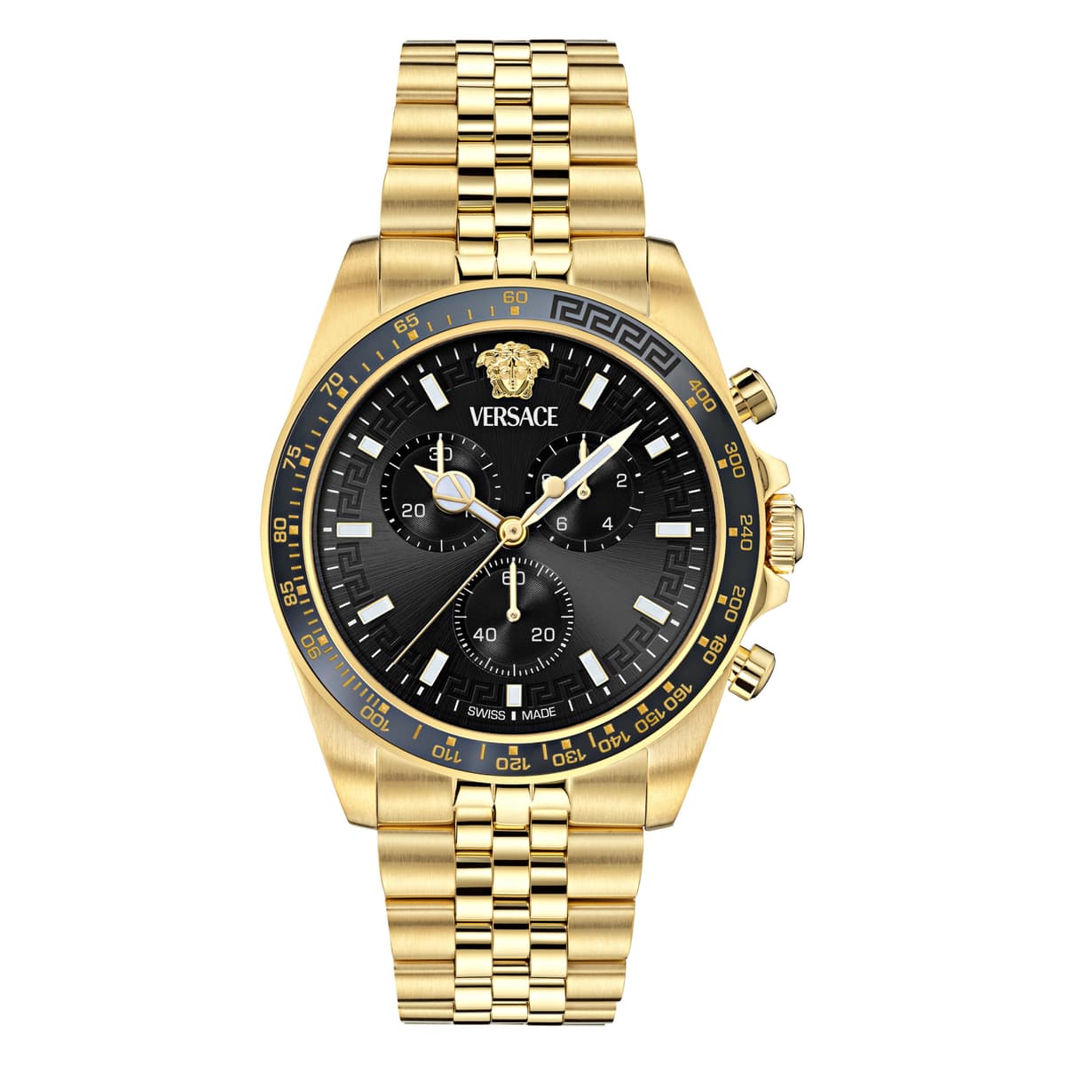 VERSACE GRECA CHRONO WAVE Gold Stainless Steel Bracelet VE0H00525