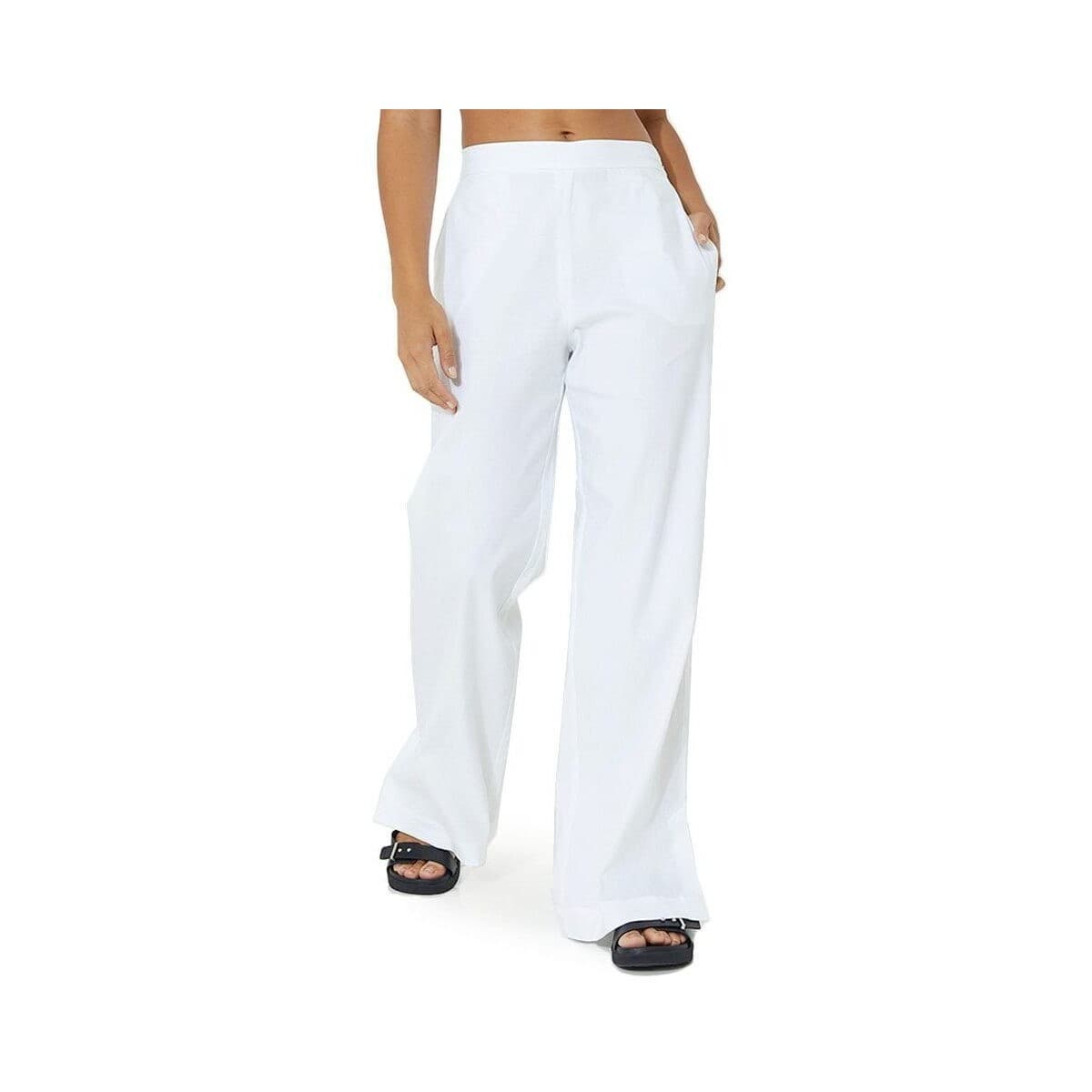 Παντελόνια Calvin Klein Jeans LINEN WIDE LEG PANTS WOMEN
