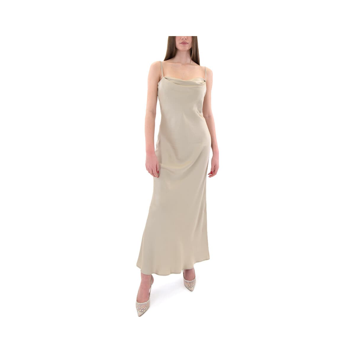 Φορέματα Atelier SATIN STRASS DETAIL SLIP LONG DRESS WOMEN