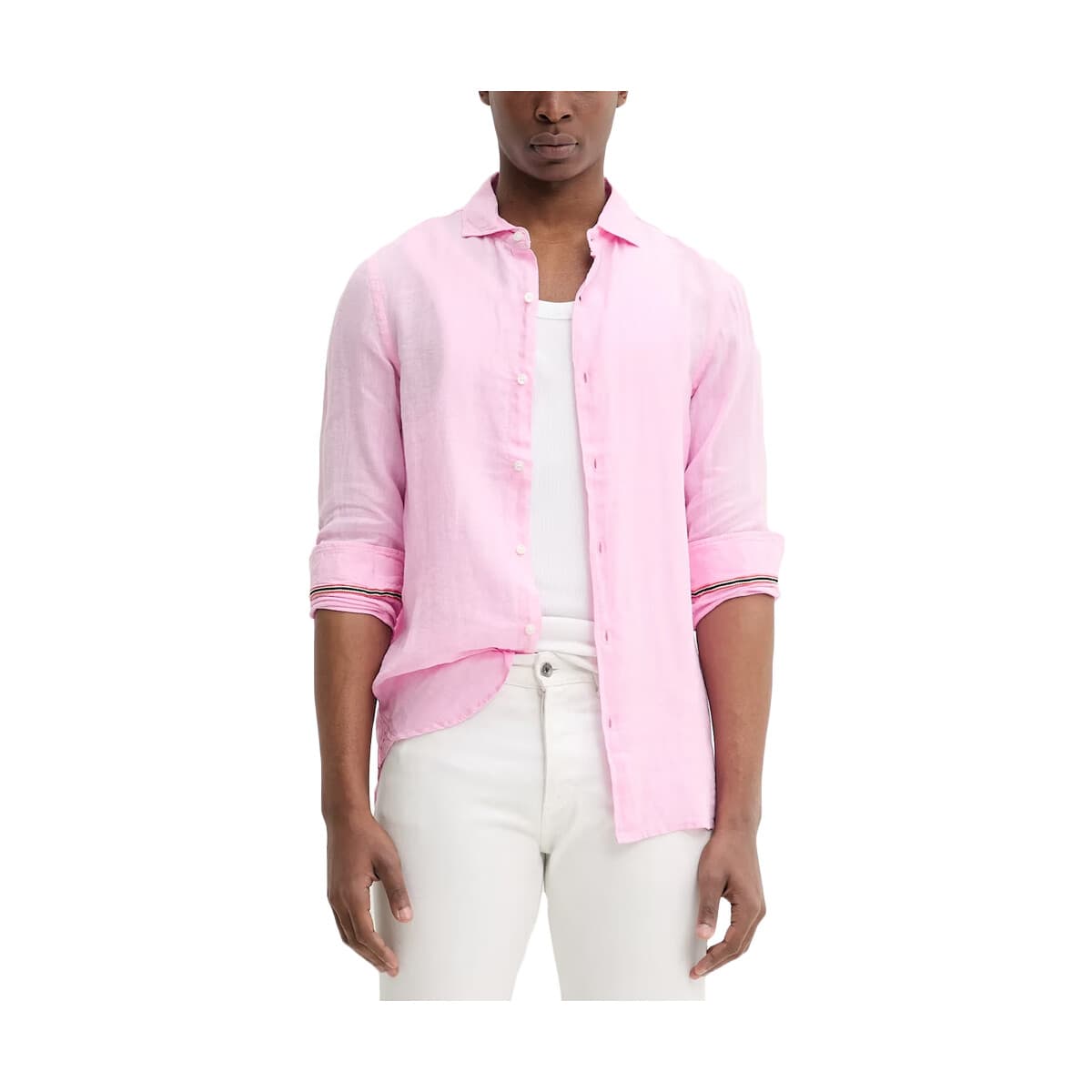 Πουκάμισο με μακριά μανίκια Superdry D2 STUD VACATION LINEN LONGSLEEVE SHIRT MEN