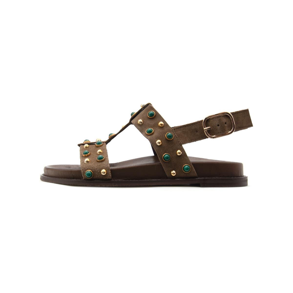 Σανδάλια χωρίς τακούνι Inuovo STUDDED SUEDE LEATHER FLAT SANDALS WOMEN