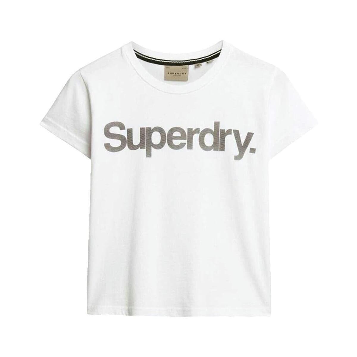 T-shirt με κοντά μανίκια Superdry T-shirt Core Logo City blanc ajusté