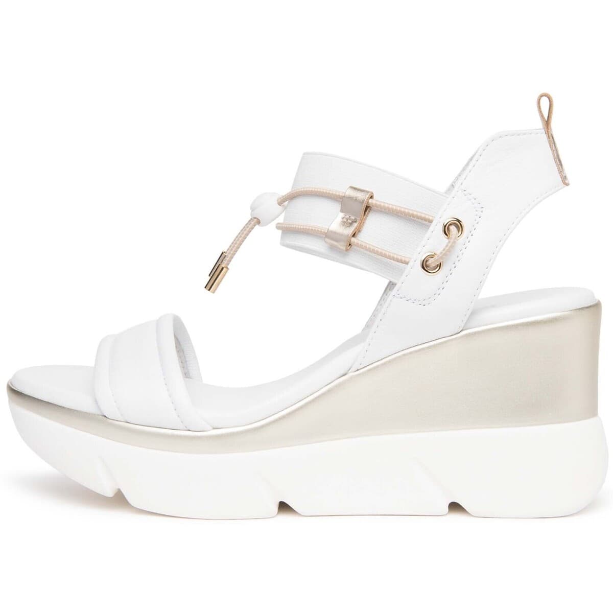 Σανδάλια με πλατφόρμα NeroGiardini Cile Elastico T.Brill Platino 6074 Pu.Monod.No