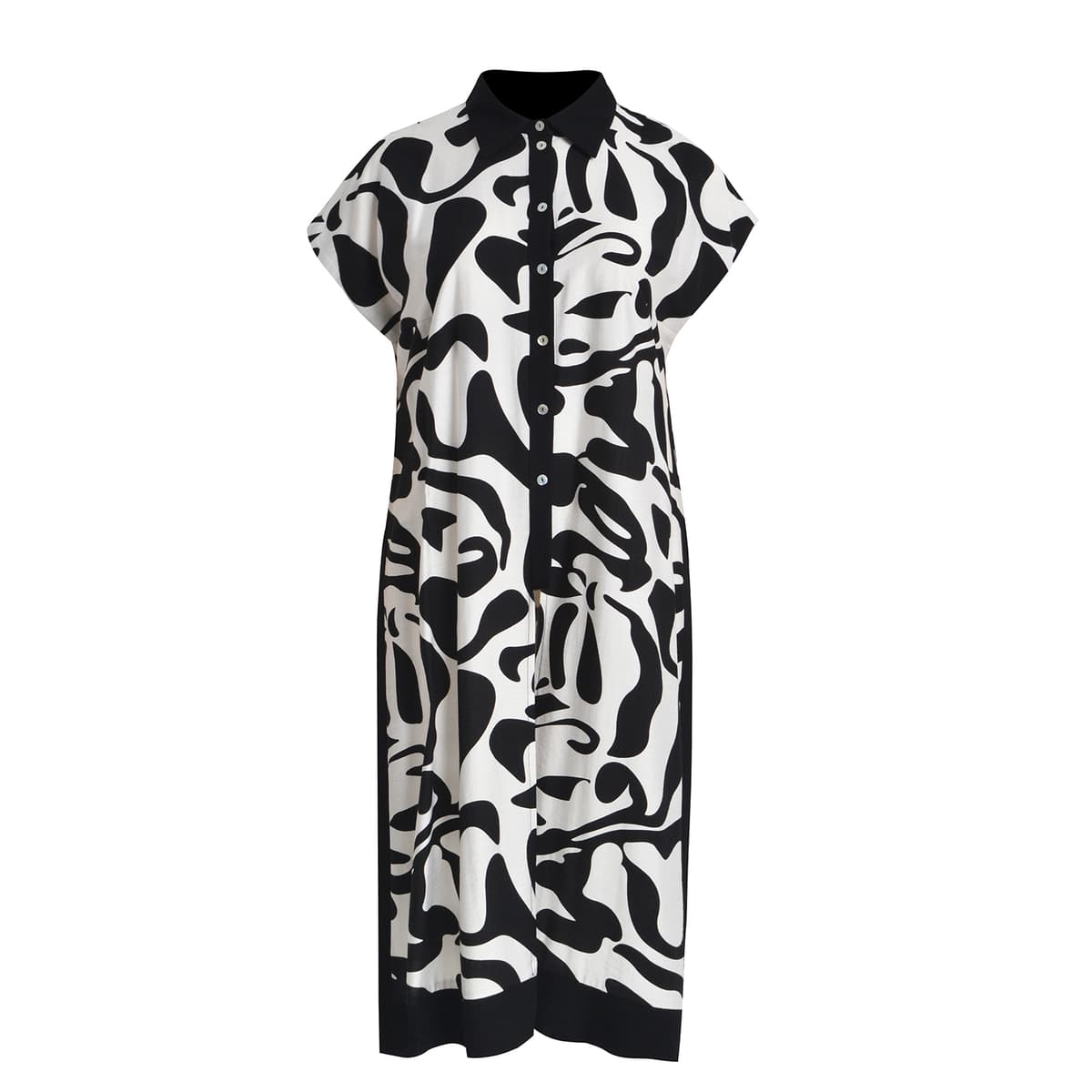 Μακριά εμπριμέ πουκαμίσα βισκόζη με κοντό μανίκι