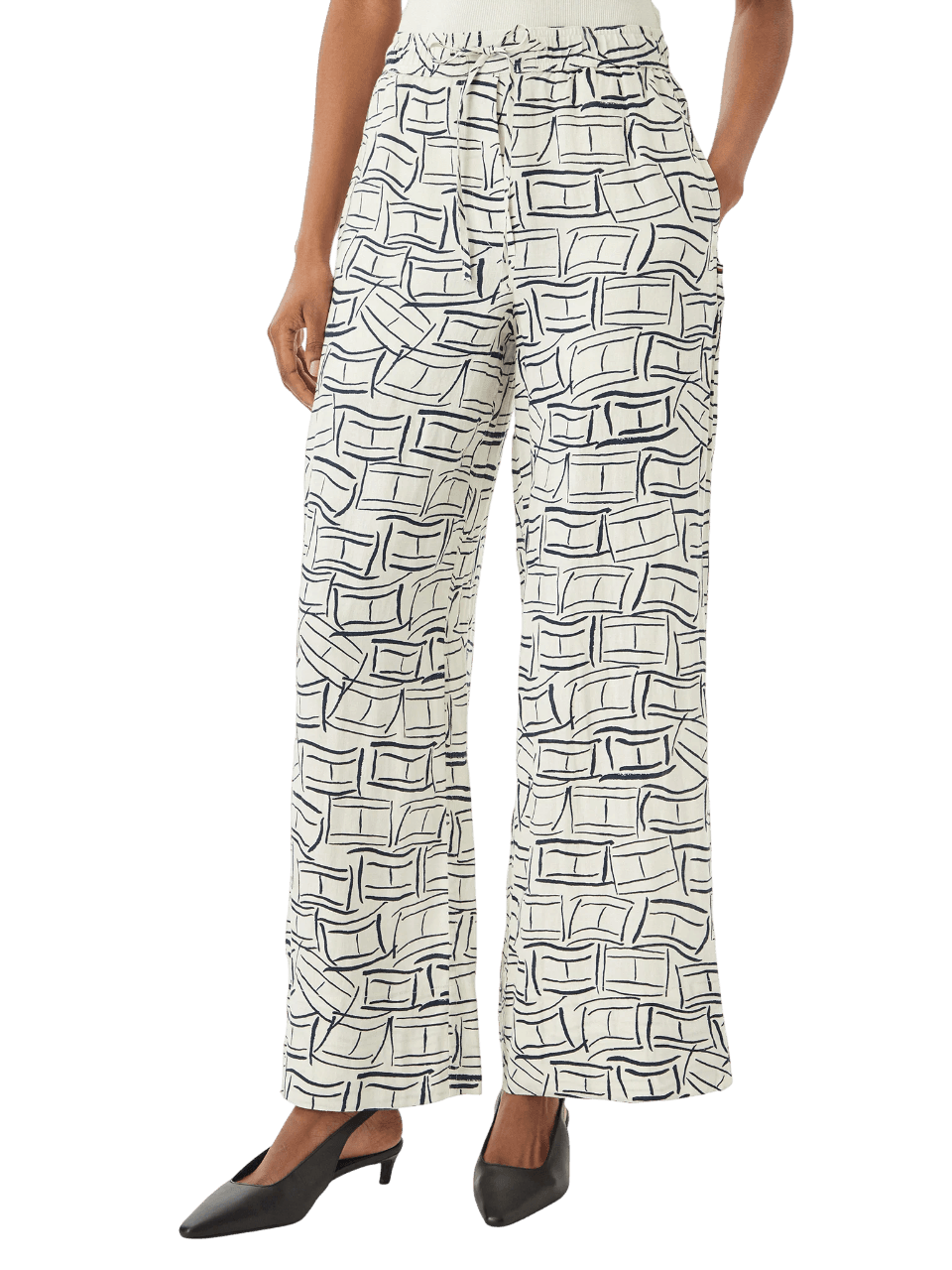 Γυναικεία Λινή Παντελόνα Εκρού Tommy Hilfiger WW0WW48970-0LC