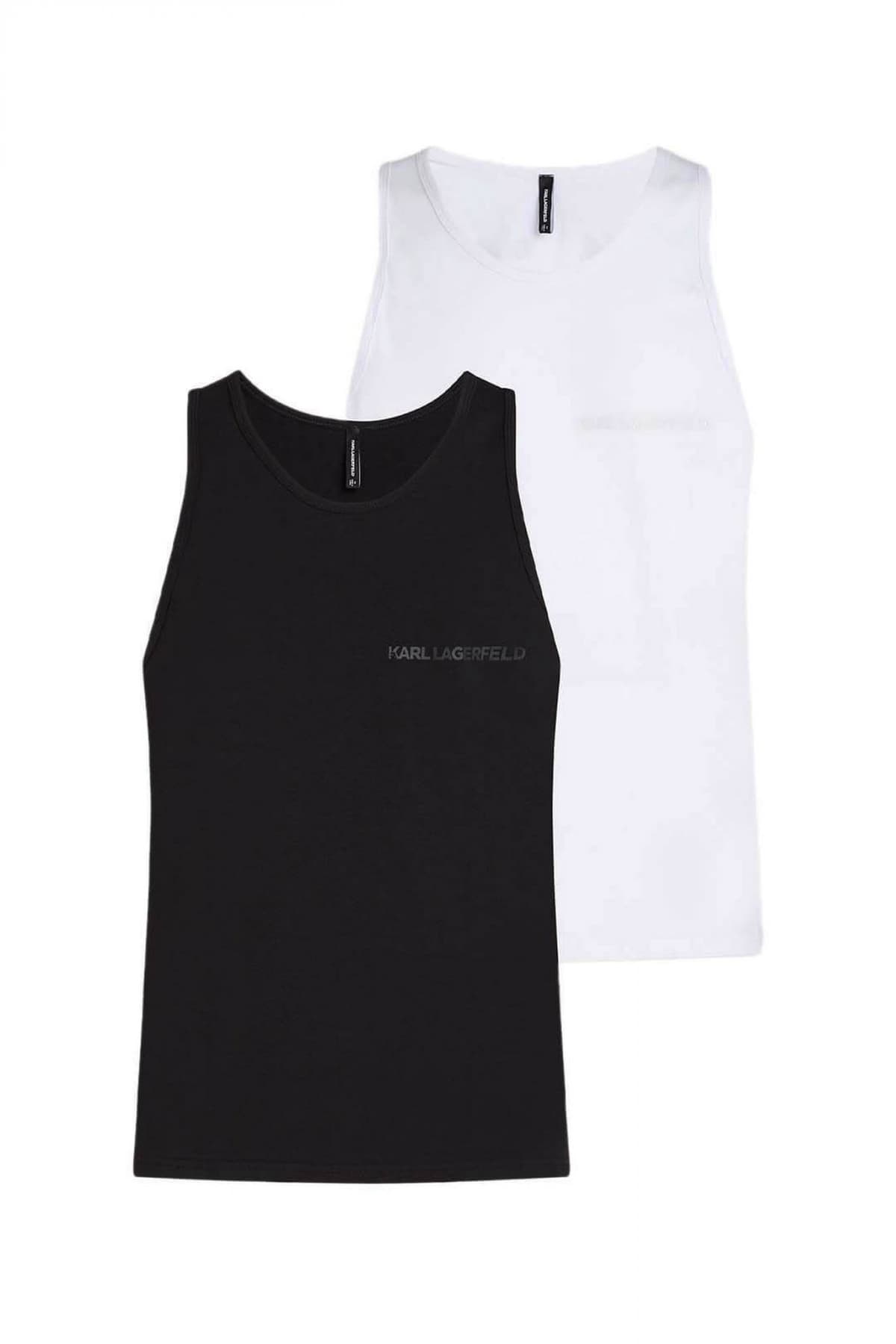 KARL LAGERFELD ΕΣΩΡΟΥΧΑ 2PACK ELONGATED LOGO TANK TOP ΛΕΥΚΟ-ΜΑΥΡΟ