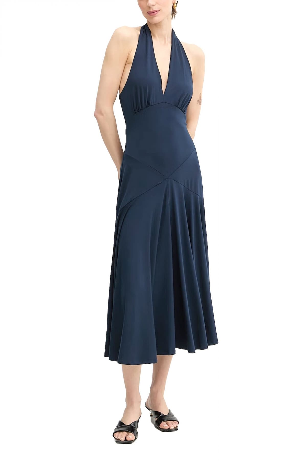 MICHAEL KORS ΦΟΡΕΜΑ MIDI ΔΕΣΙΜΟ ΛΑΙΜΟ ΑΝΟΙΓΜΑ ΠΛΑΤΗ ΜΠΛΕ