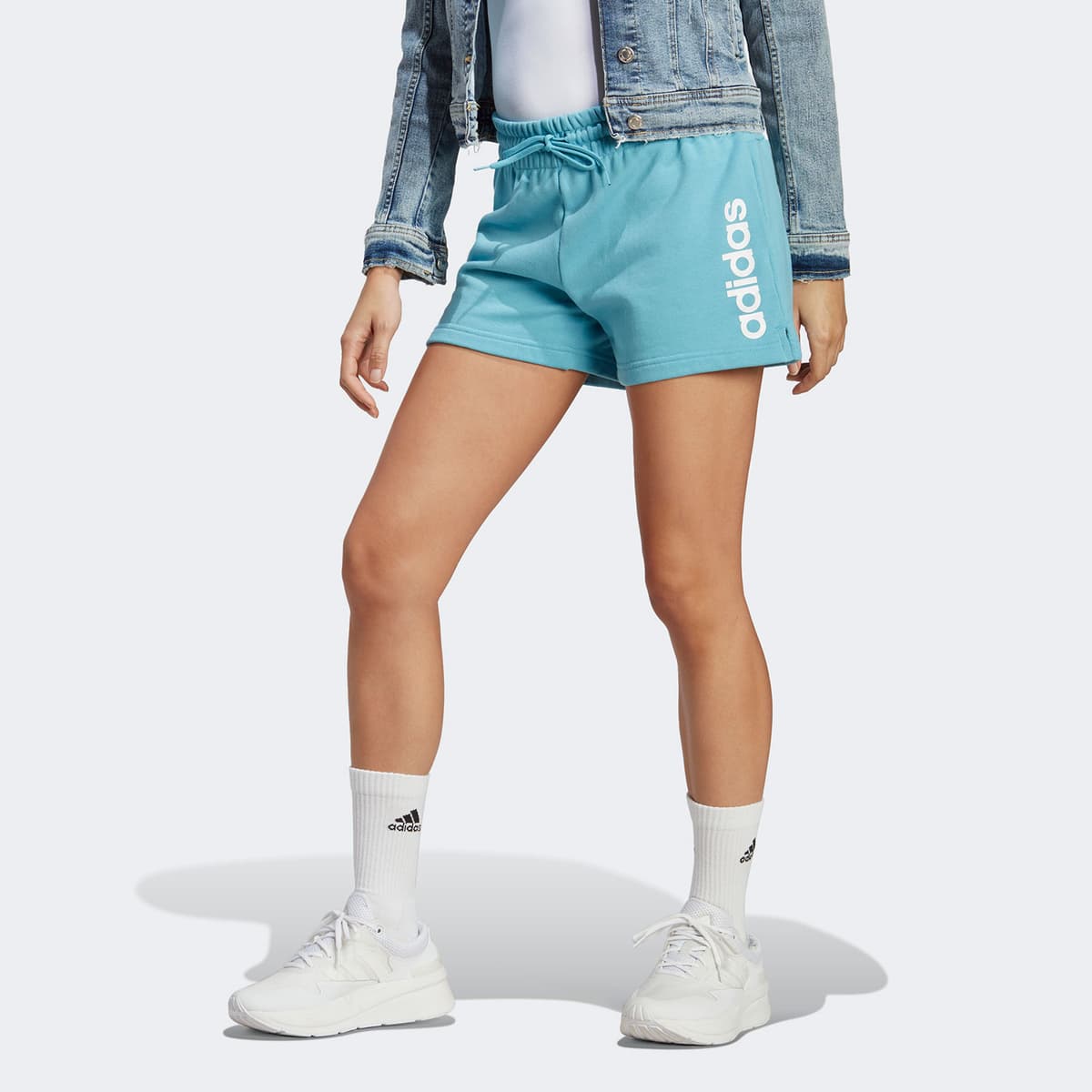 Adidas W Essentials Linear French Terry Shorts Μπλε