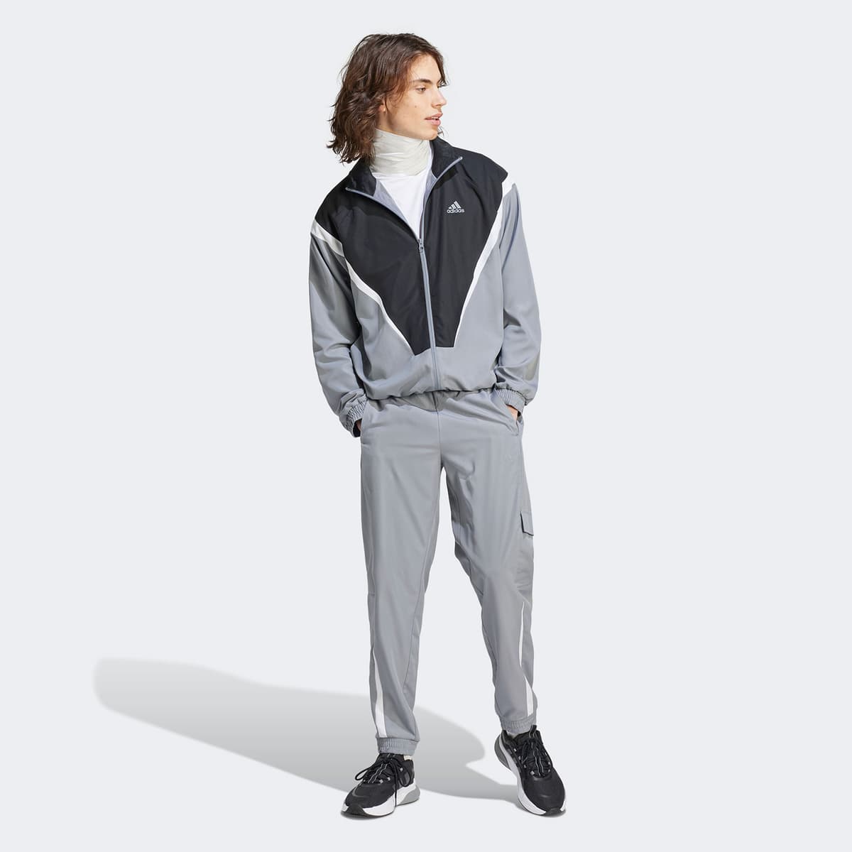 Adidas Sportswear Woven Non-Hooded Track Suit Γκρι