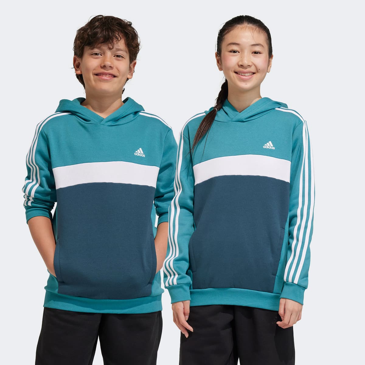 Adidas Kids Tiberio 3-Stripes Colorblock Fleece Hoodie Μπλε