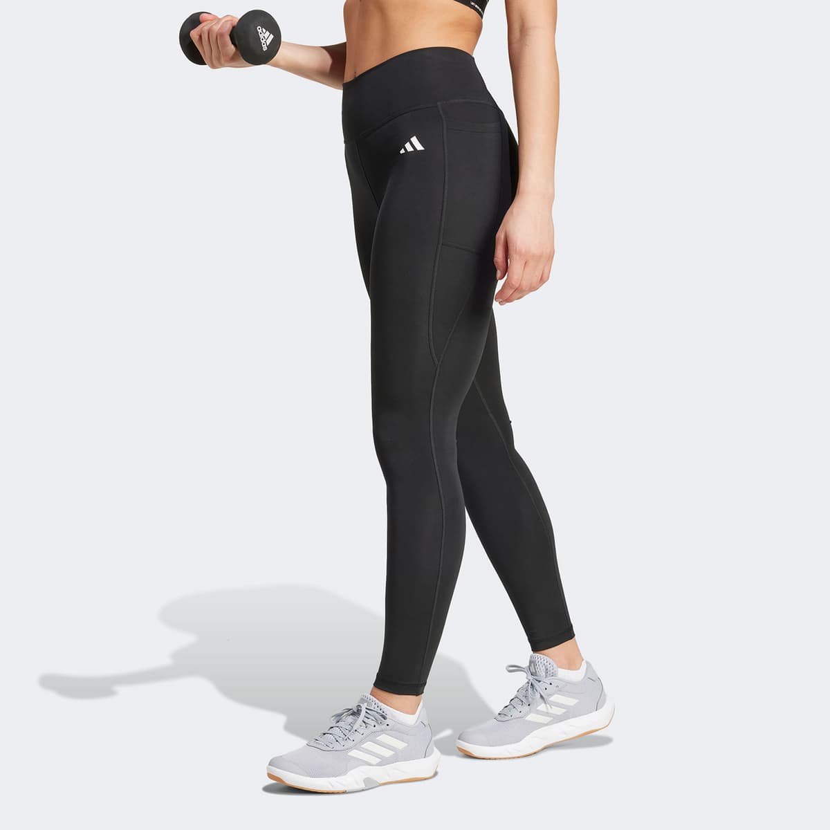 Adidas Optime Essentials Stash Pocket Full-Length Leggings Μαυρο