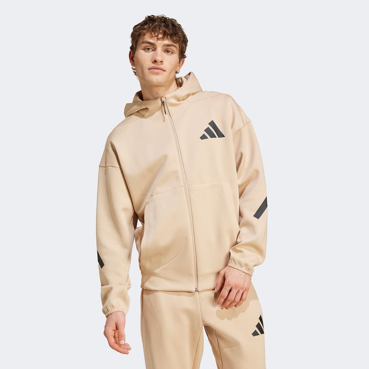 Adidas Z.N.E. Full-Zip Hooded Track Jacket Μπεζ