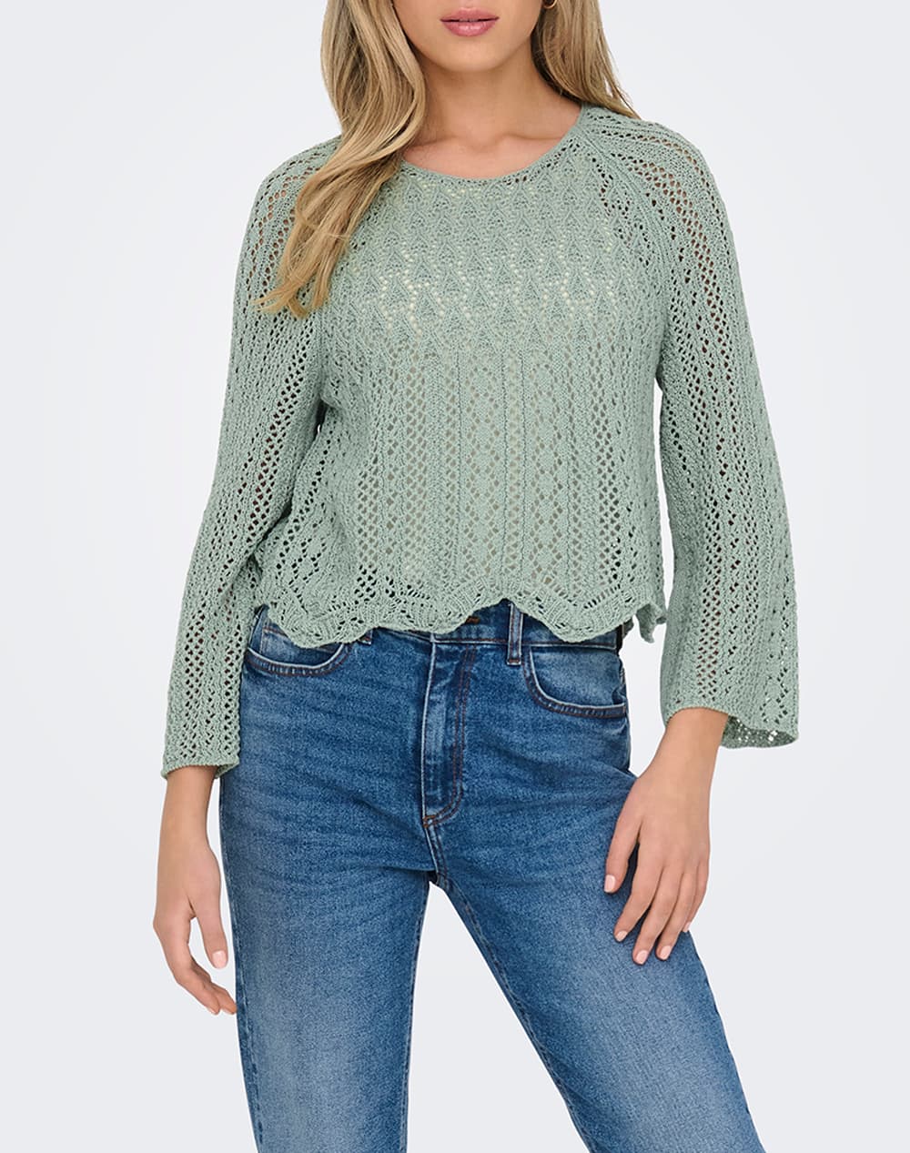ONLY ONLNOLA LIFE 3/4 PULLOVER KNT NOOS 15233173-Jadeite MintGreen