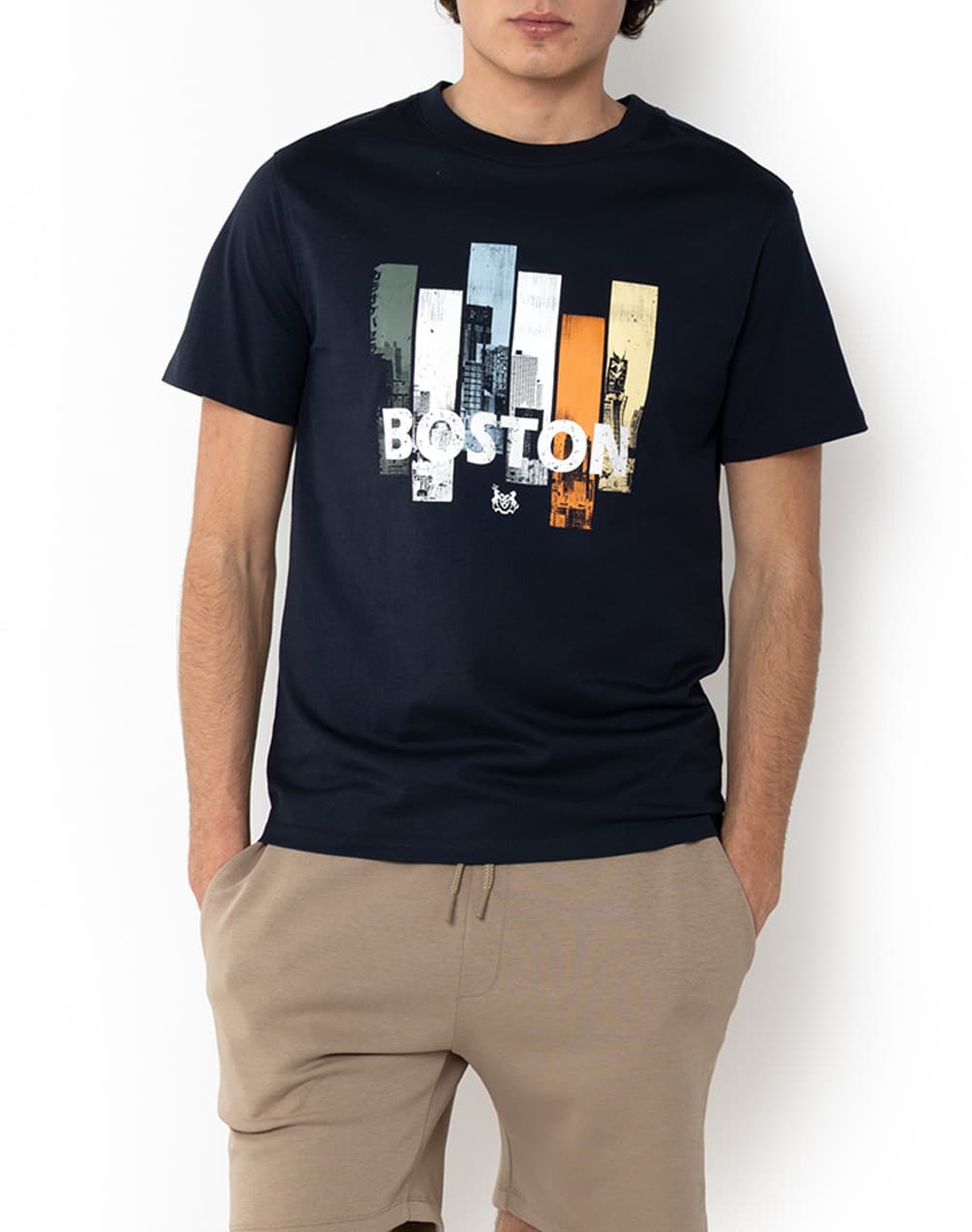 THE BOSTONIANS ΜΠΛΟΥΖΑ BOSTON PRINT REGULAR FIT 3TS1304-BLUE DarkBlue