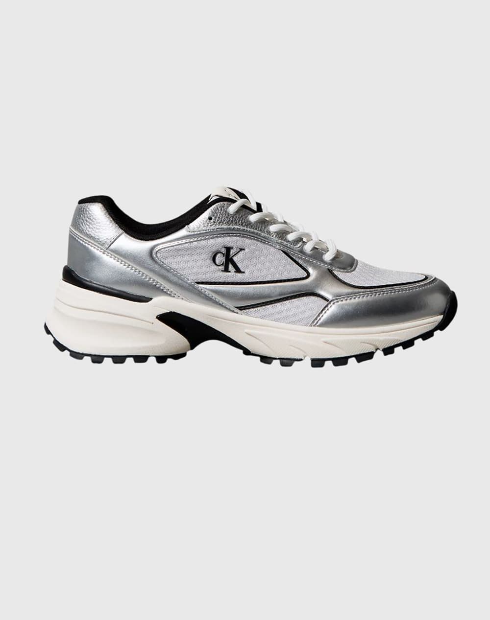 CALVIN KLEIN JEANS HIKE RUNNER LACEUP MESH MIX MET YM0YM01402-0IX MetallicSilver