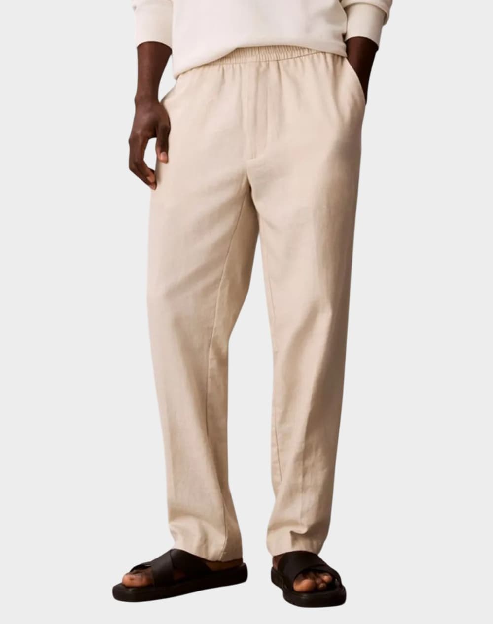 CALVIN KLEIN STRAIGHT LINEN PULL ON PANT LV04LF619G-2JX Biege