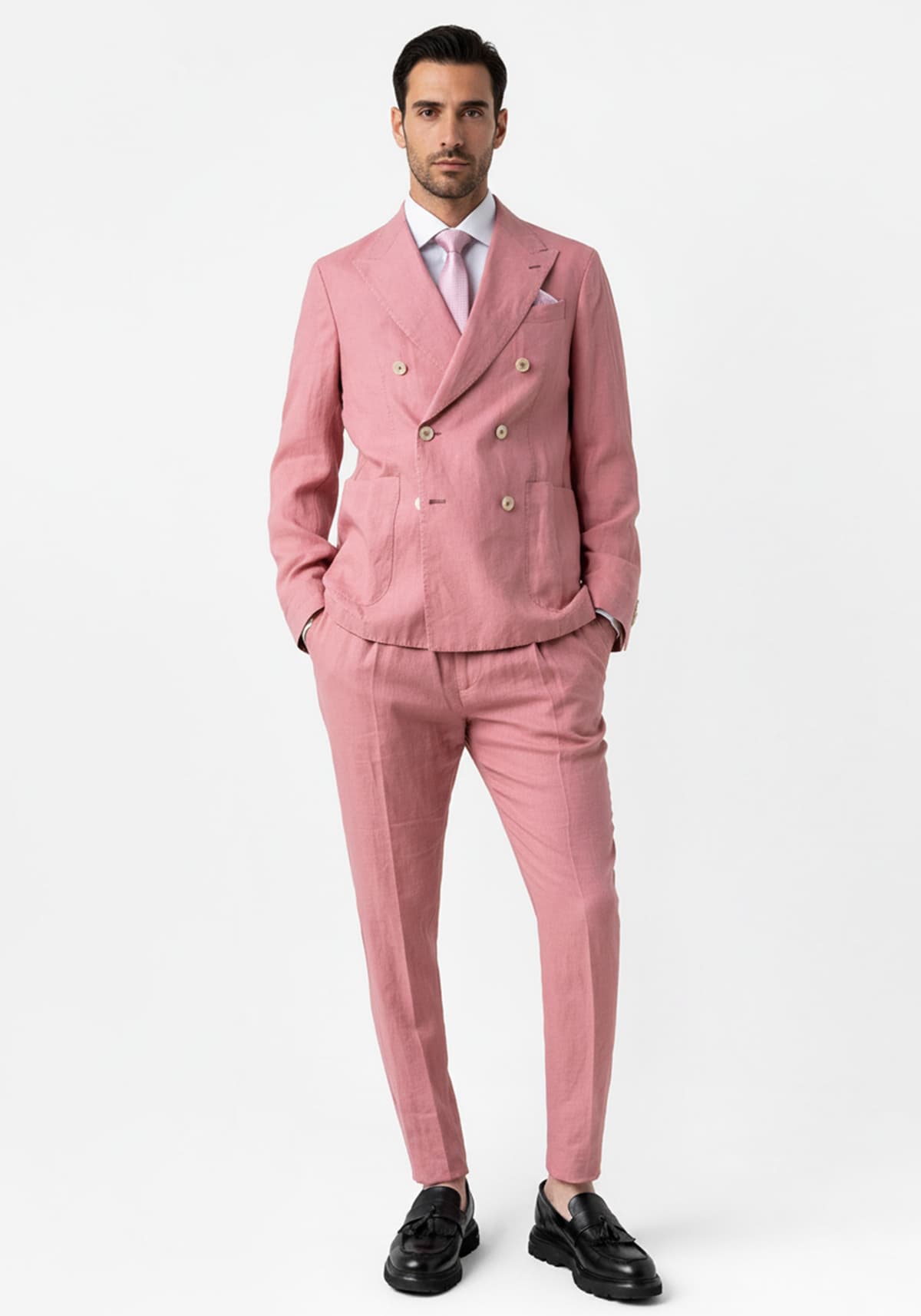 Manuel Ritz 2 Pieces Σταυρωτό Κοστούμι της σειράς Linen - 3432A3738L 14 Pink