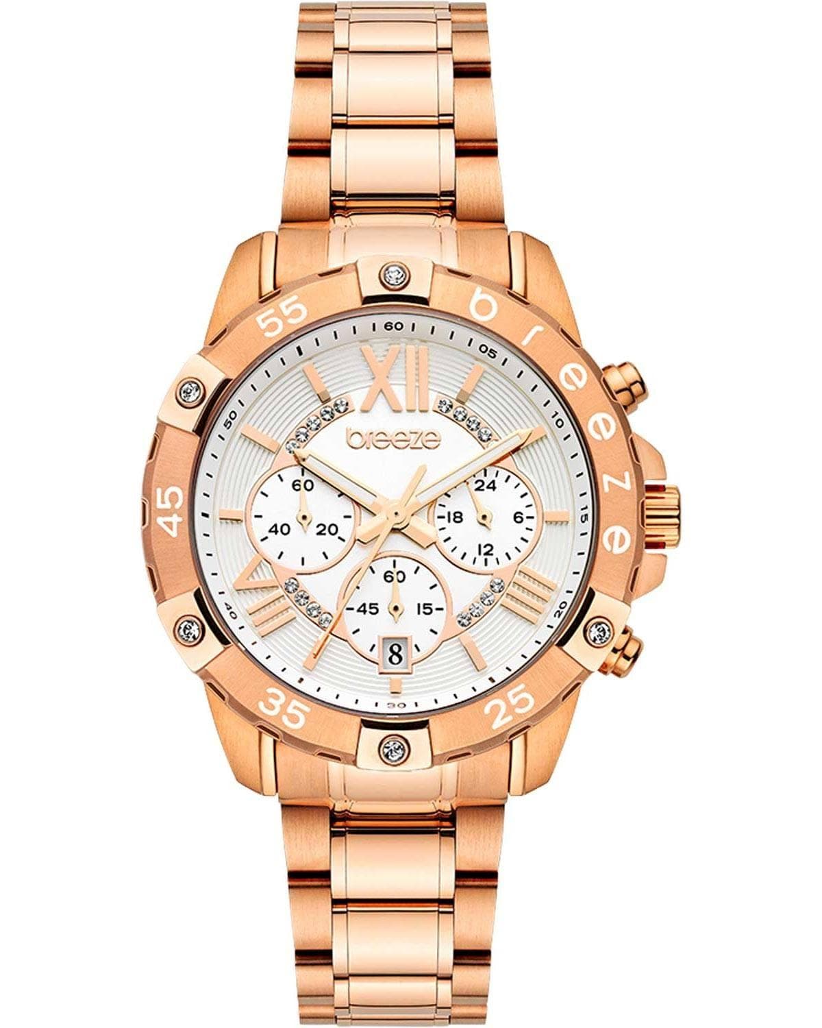 BREEZE Spectacolo Crystals Chronograph - 212441.4, Rose Gold case with Stainless Steel Bracelet