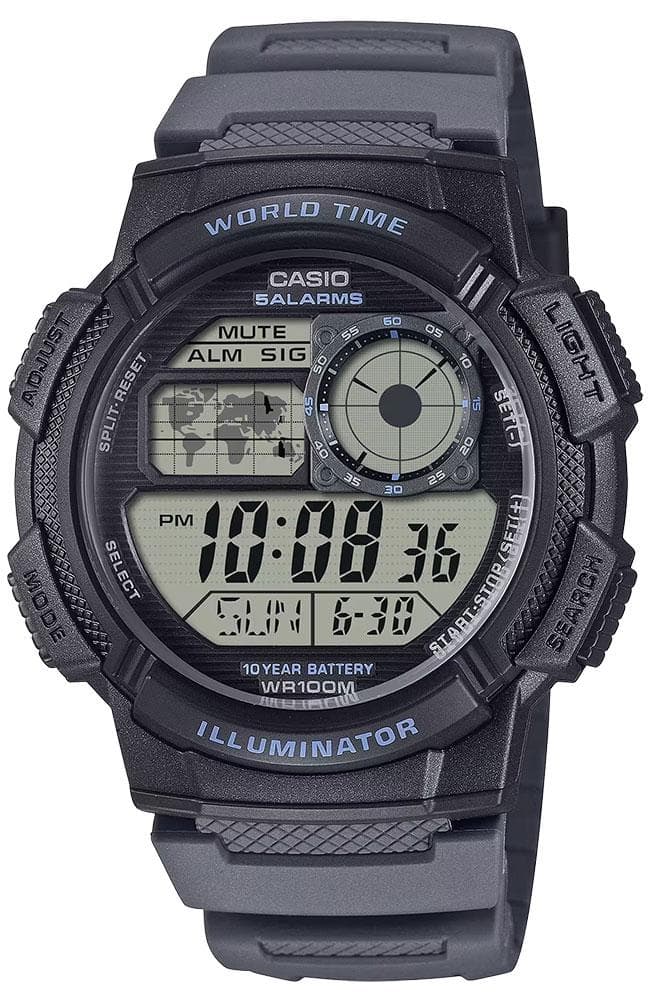 CASIO Collection - AE-1000W-8AVEF Black case, with Grey Rubber Strap