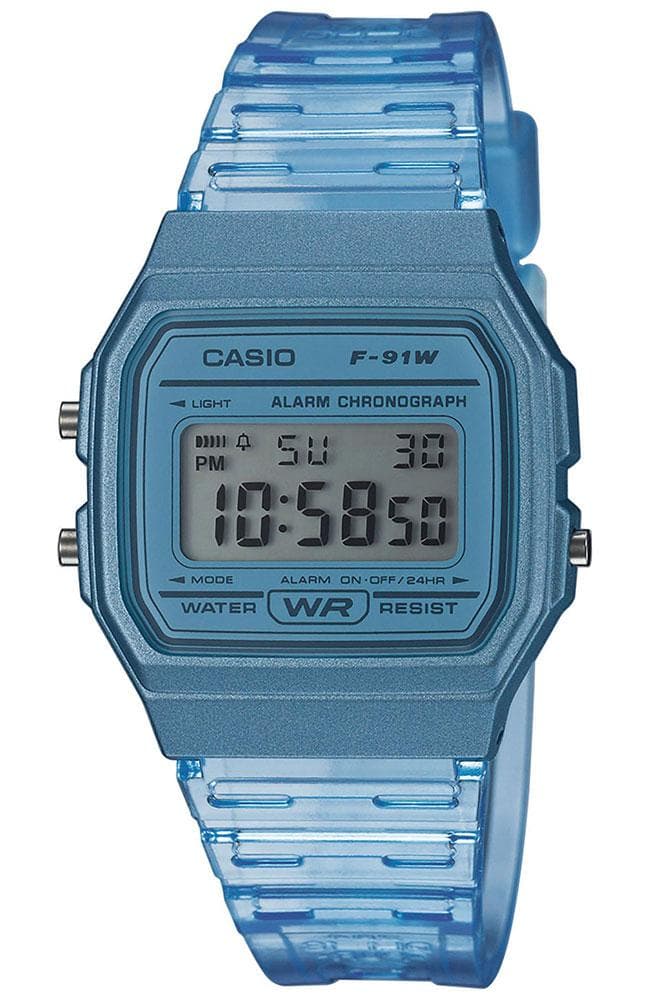 CASIO Collection - F-91WS-2EF, Blue case with Black Rubber Strap