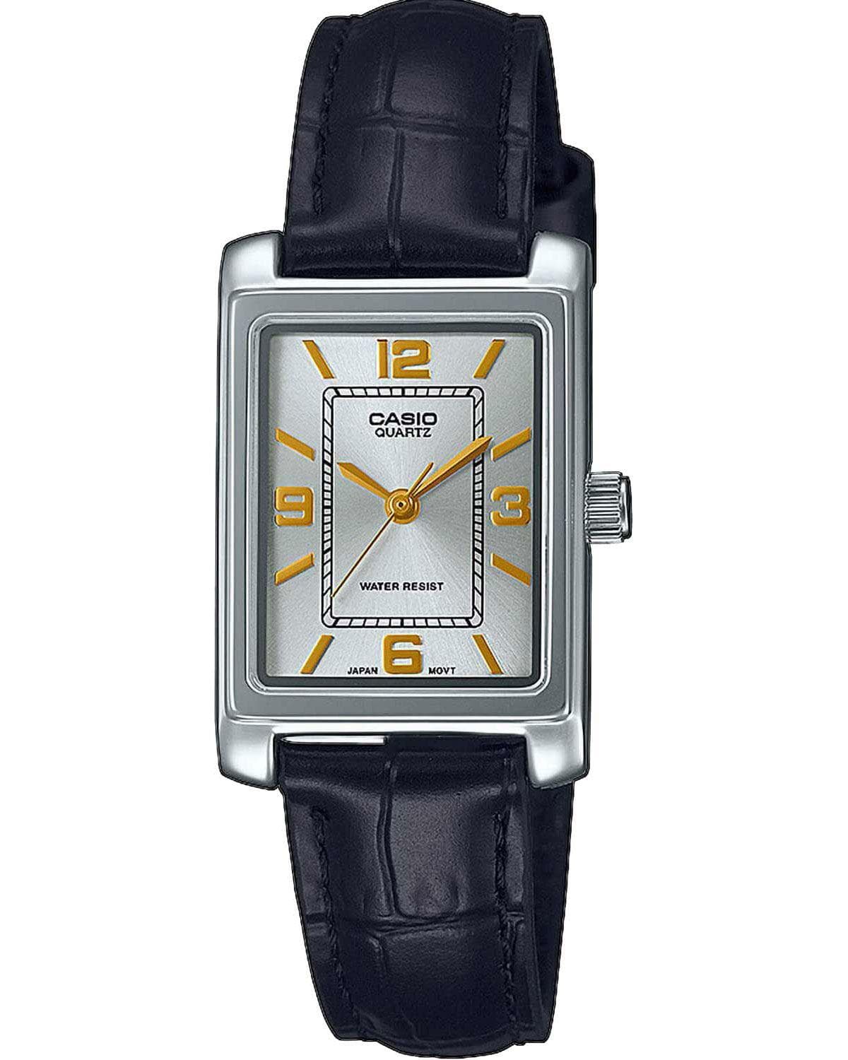 CASIO Collection Black Leather Strap Silver Dial LTP-1234PL-7A2EF