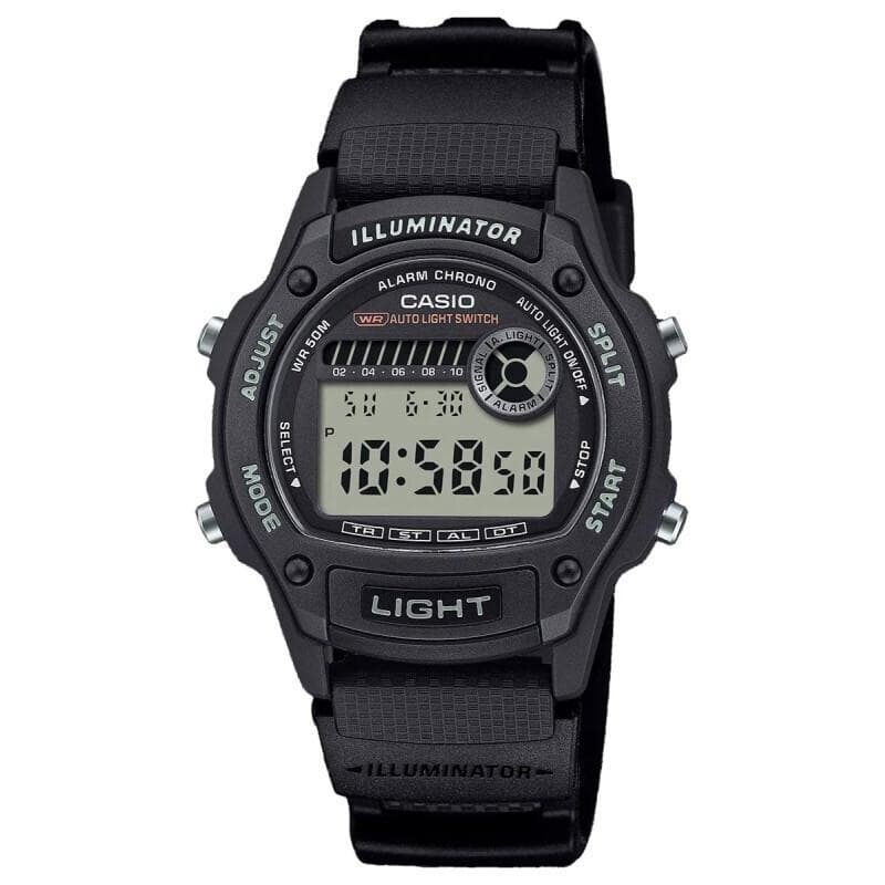 CASIO Collection - W-220H-1AVEF Black case with Black Rubber Strap