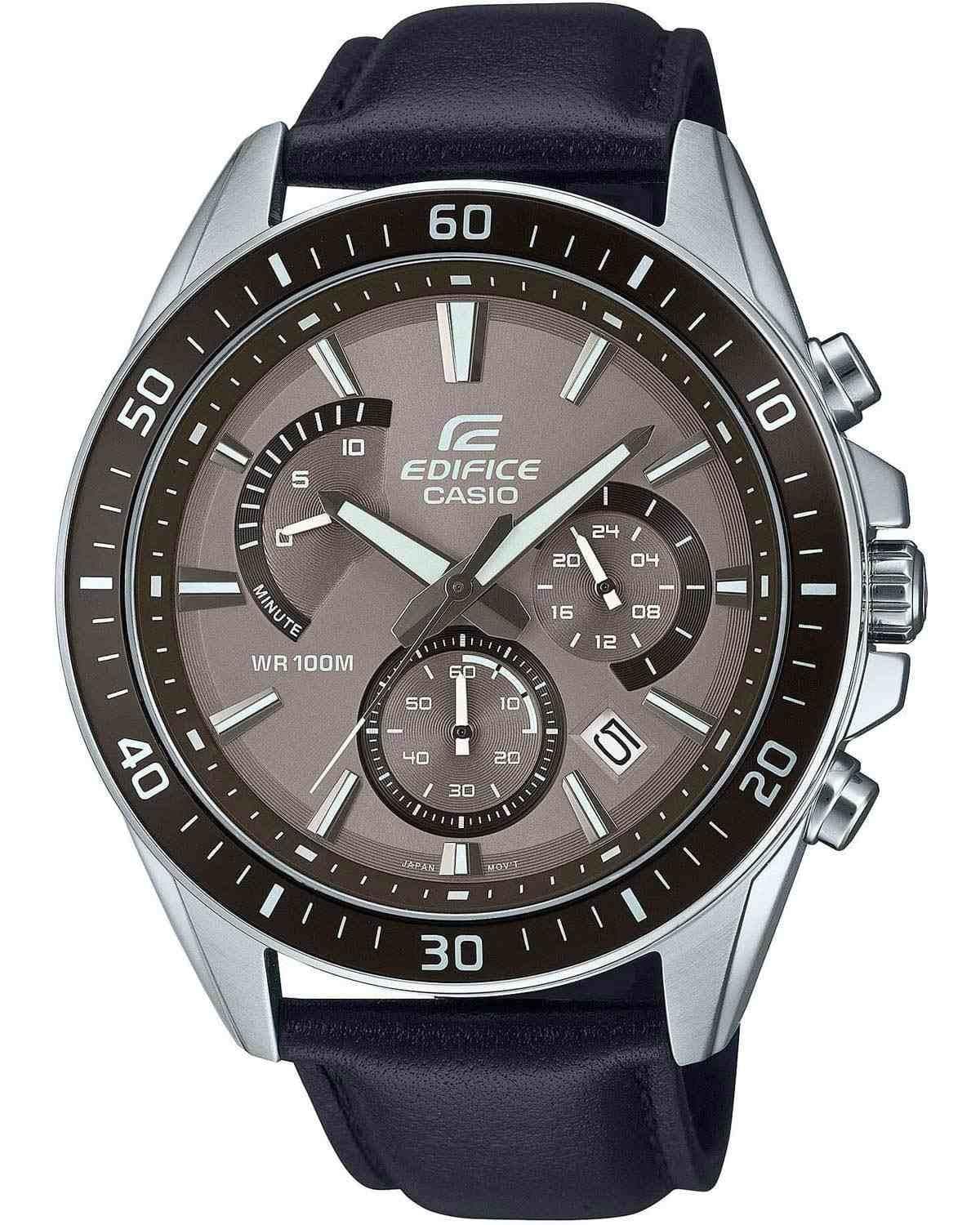 CASIO Edifice Chronograph - EFR-552L-5AVUEF, Silver case with Black Leather Strap