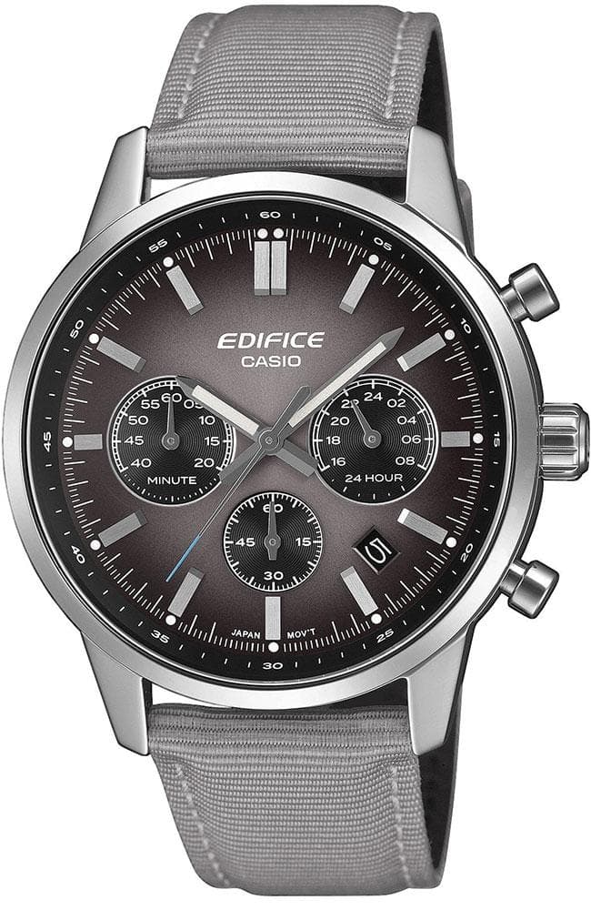 CASIO Edifice Chronograph - EFR-575C-8AEF, Silver case with Grey Fabric Strap