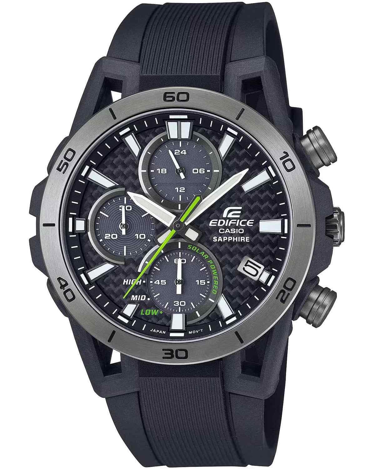 CASIO Edifice Chronograph Solar - EFS-S640PB-1AVUEF, Anthracite & Black case with Black Rubber Strap