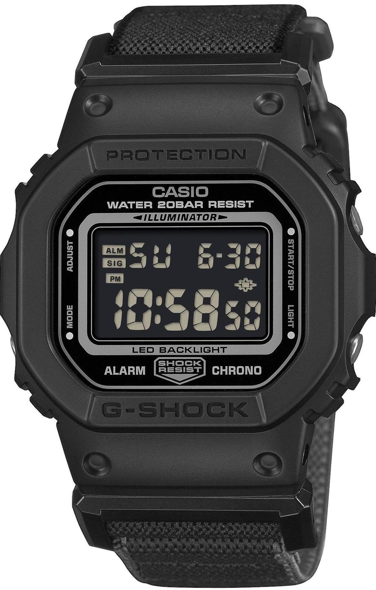 CASIO G-Shock Chronograph - DW-5600MNC-1ER Black case with Black Fabric Strap