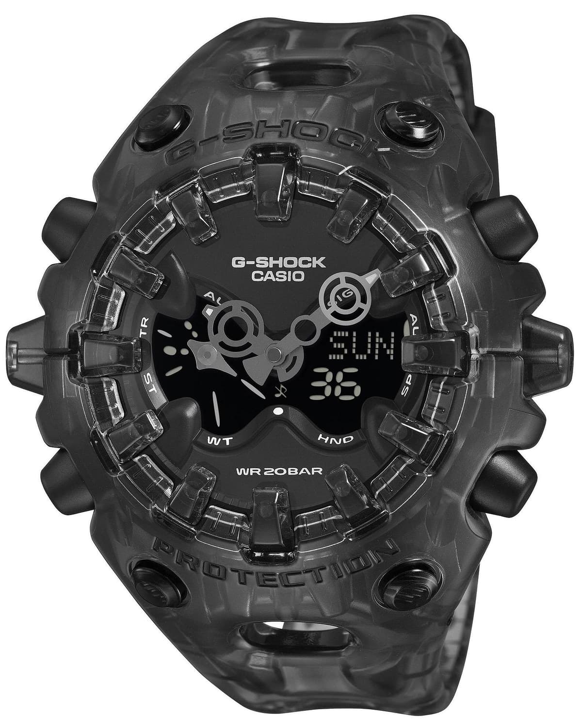 CASIO G-Shock The Over Size Chronograph - GA-V01SKE-8AER Black case with Black Transparent Rubber Strap