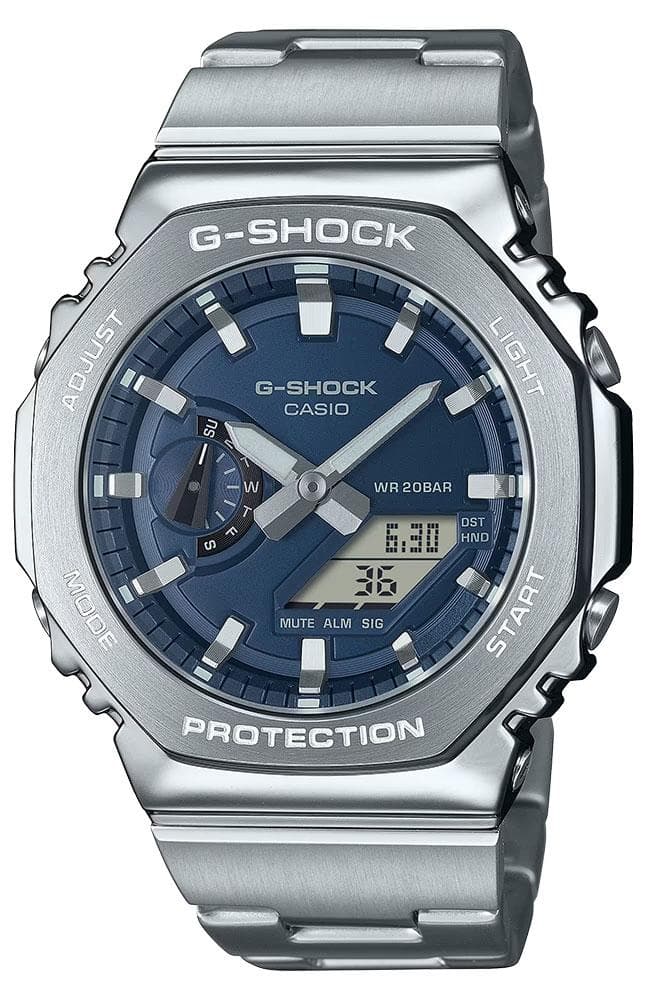 CASIO G-SHOCK G-Steel Dual Time Chronograph Silver Stainless Steel Bracelet GM-2110D-2BER
