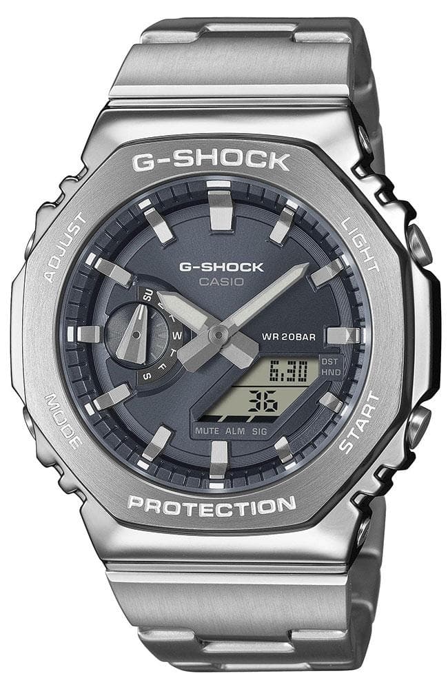 CASIO G-Shock Chronograph - GM-2110D-8AER Silver case with Stainless Steel Bracelet