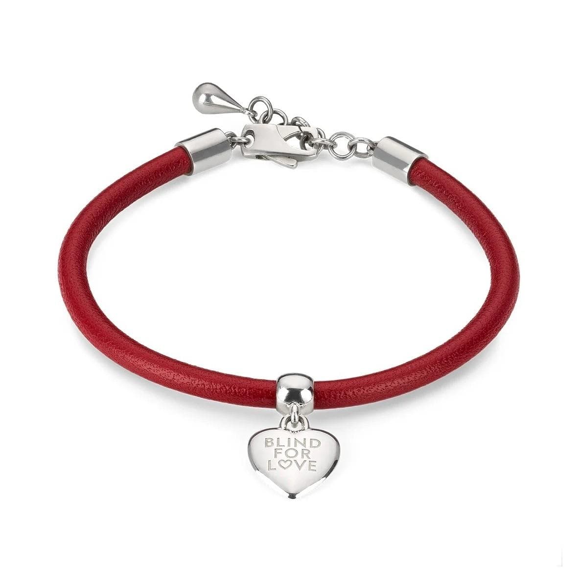 GUCCI "Blind For Love" Βραχιόλι από ασήμι 925 & Δέρμα Red (Μήκος 19.00cm) YBA85438100100U