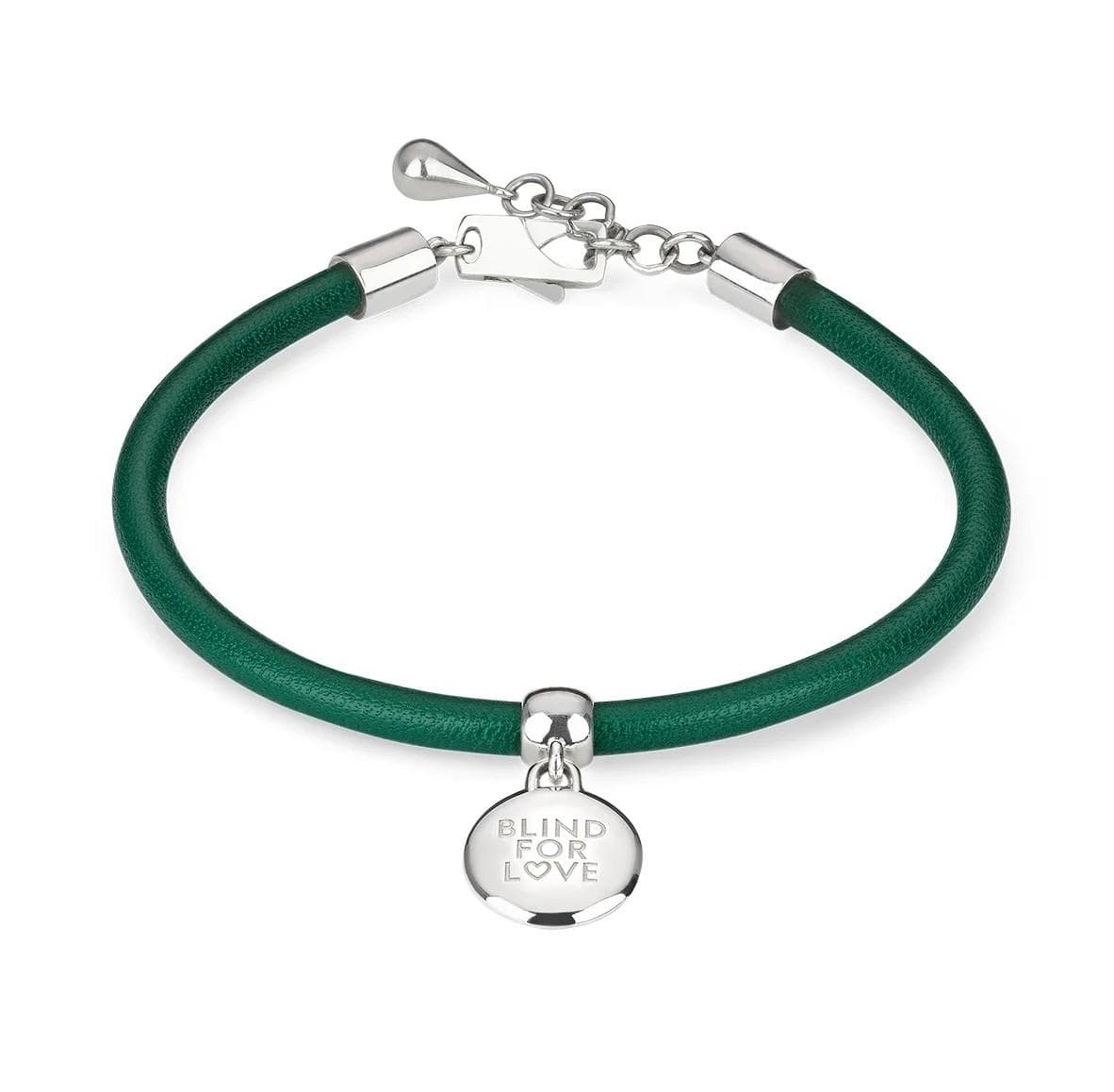 GUCCI "Blind For Love" Βραχιόλι από ασήμι 925 & Δέρμα Green (Μήκος 19.00cm) YBA85438000100U