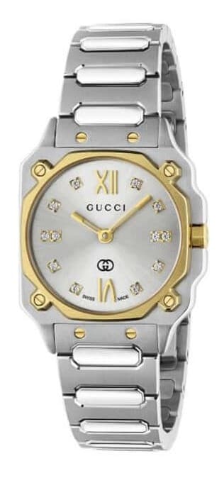 GUCCI G-Flat Diamond Small Swiss Made - YA166503, Silver case with Stainless Steel Bracelet
