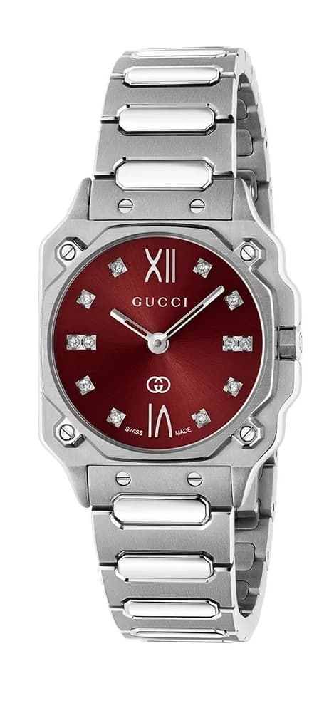 GUCCI G-Flat Diamond Small Swiss Made - YA166508, Silver case with Stainless Steel Bracelet