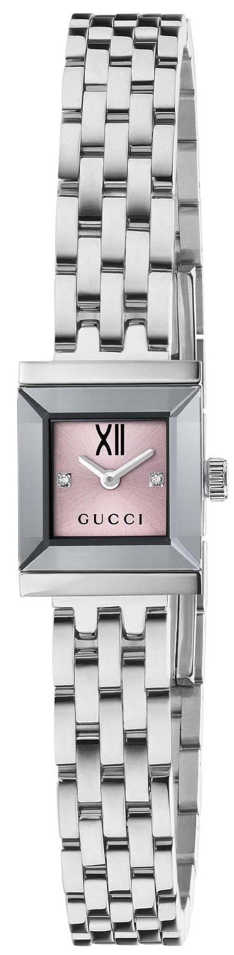 GUCCI G-Frame Diamond Swiss Made - YA128539, Silver case with Stainless Steel Bracelet