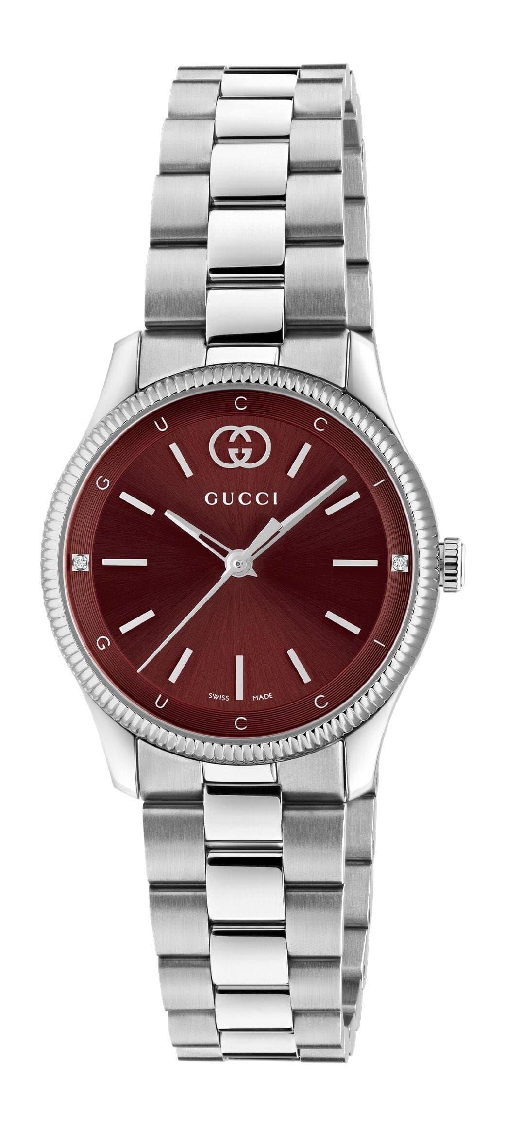 GUCCI G-Timeless Diamond Small Swiss Made - YA1265069, Silver case with Stainless Steel Bracelet