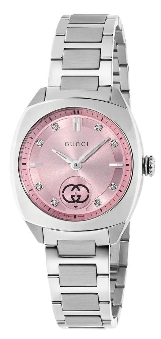 GUCCI Interlocking Diamond Swiss Made - YA142511, Silver case with Stainless Steel Bracelet