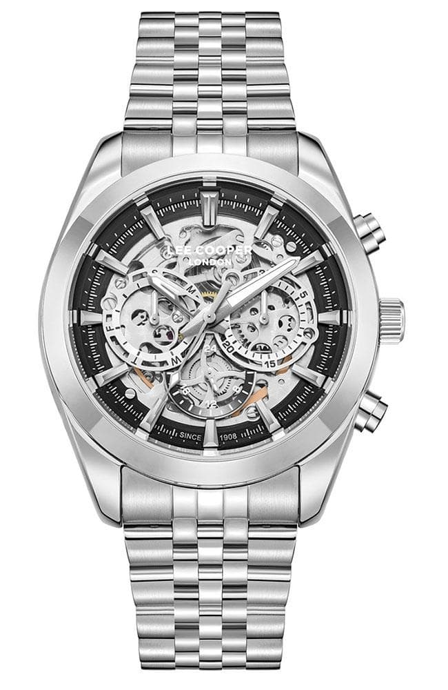 LEE COOPER Men's Automatic Skeleton - LC08176.350, Silver case with Metal Bracelet