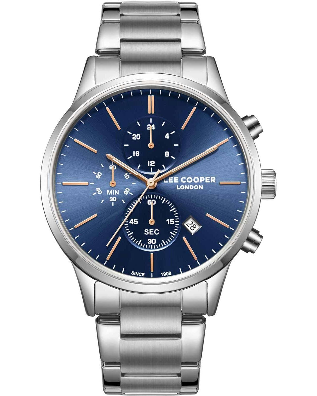 LEE COOPER Chronograph Men's - LC08042.390, Silver case with Metal Bracelet