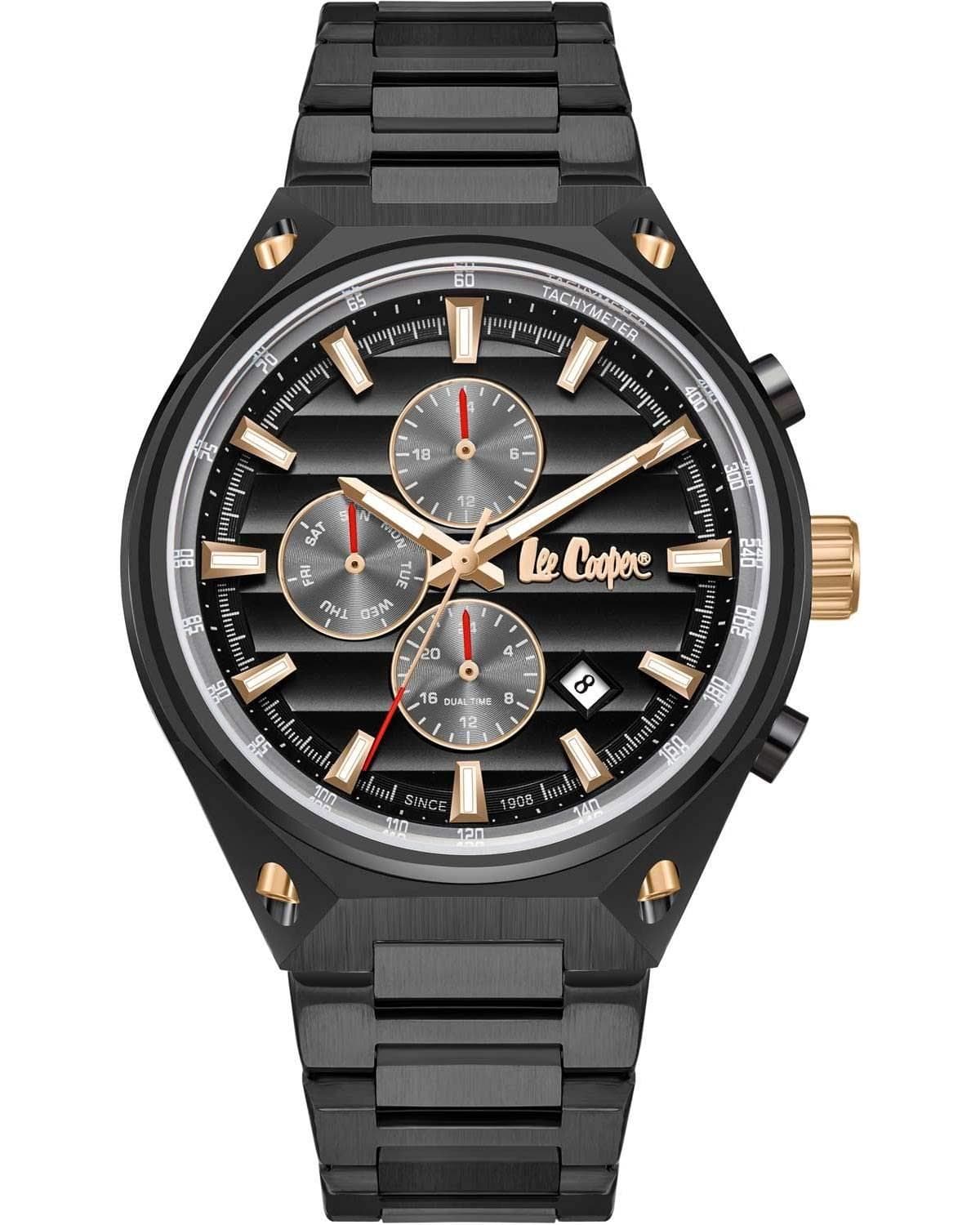 LEE COOPER Dual Time Men's - LC08026.060, Black case with Metal Bracelet