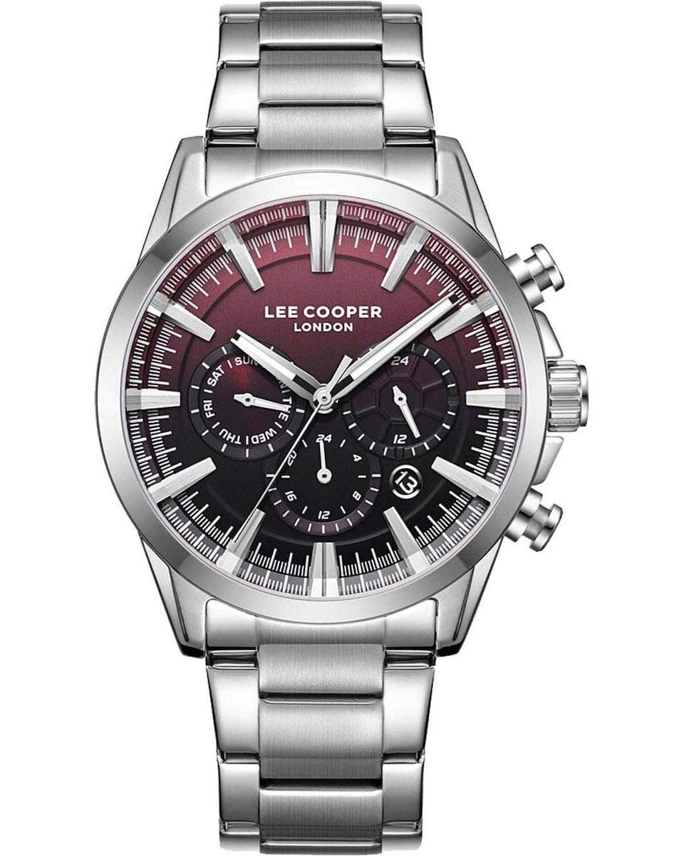LEE COOPER Dual Time Men's - LC08305.380, Silver case with Metal Bracelet