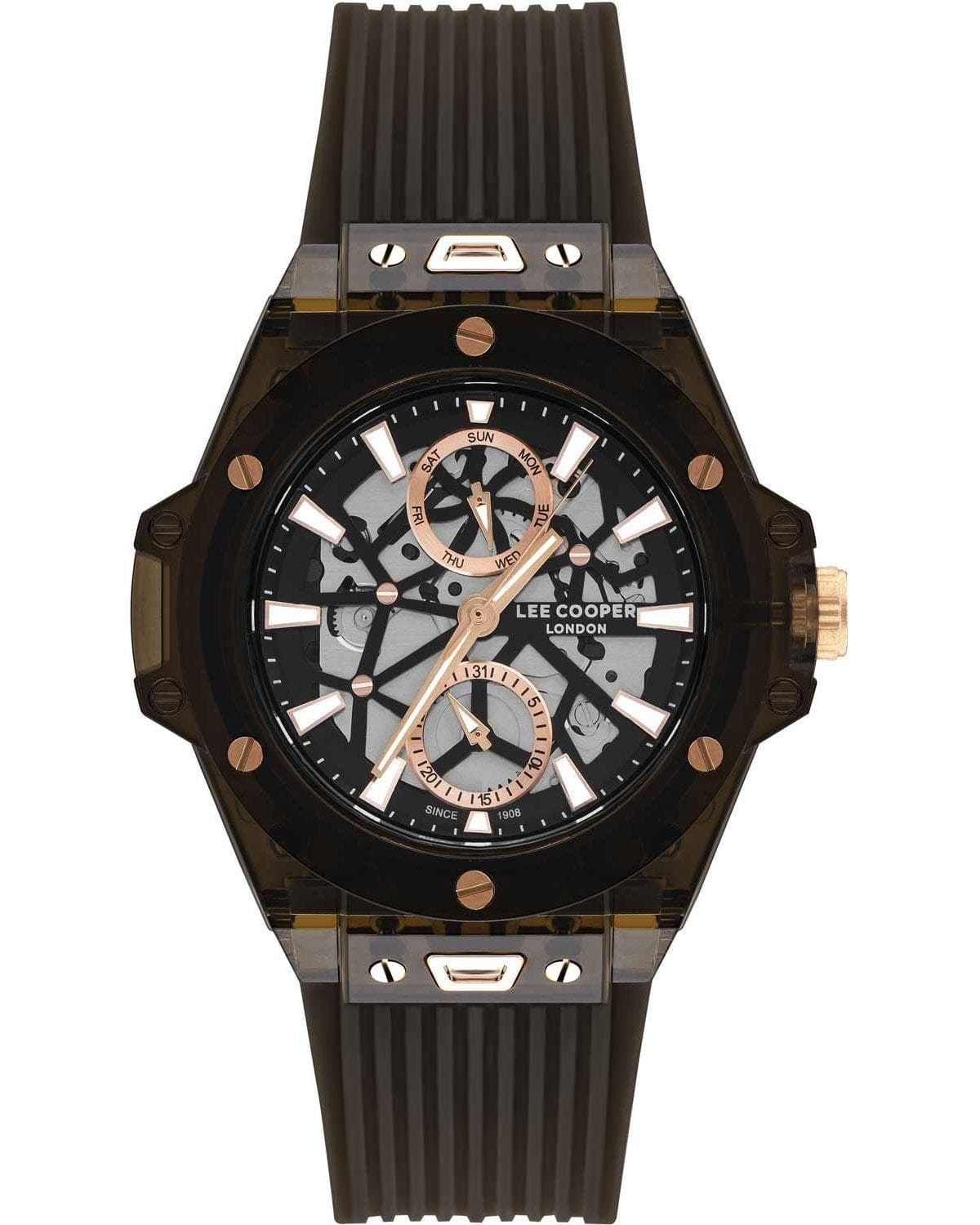 LEE COOPER Men's - LC07975.051, Black case with Black Rubber Strap