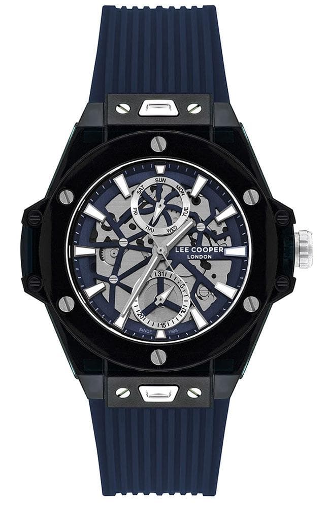 LEE COOPER Multifunction Men's - LC07975.399, Black case with Blue Rubber Strap